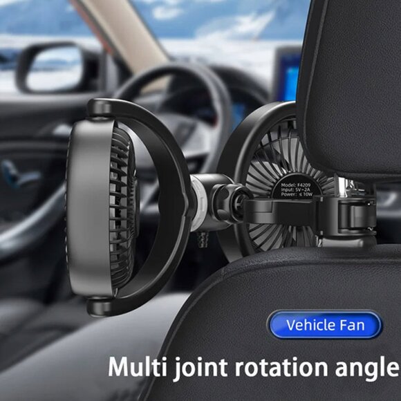 Dual Car Cooling Fans for Backseat 3 Speed Separate Controlled Quiet Brushless - Picture 9 of 9